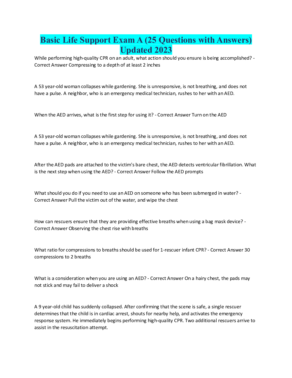 Preview image for 25 Questions with Answers) Updated 2023